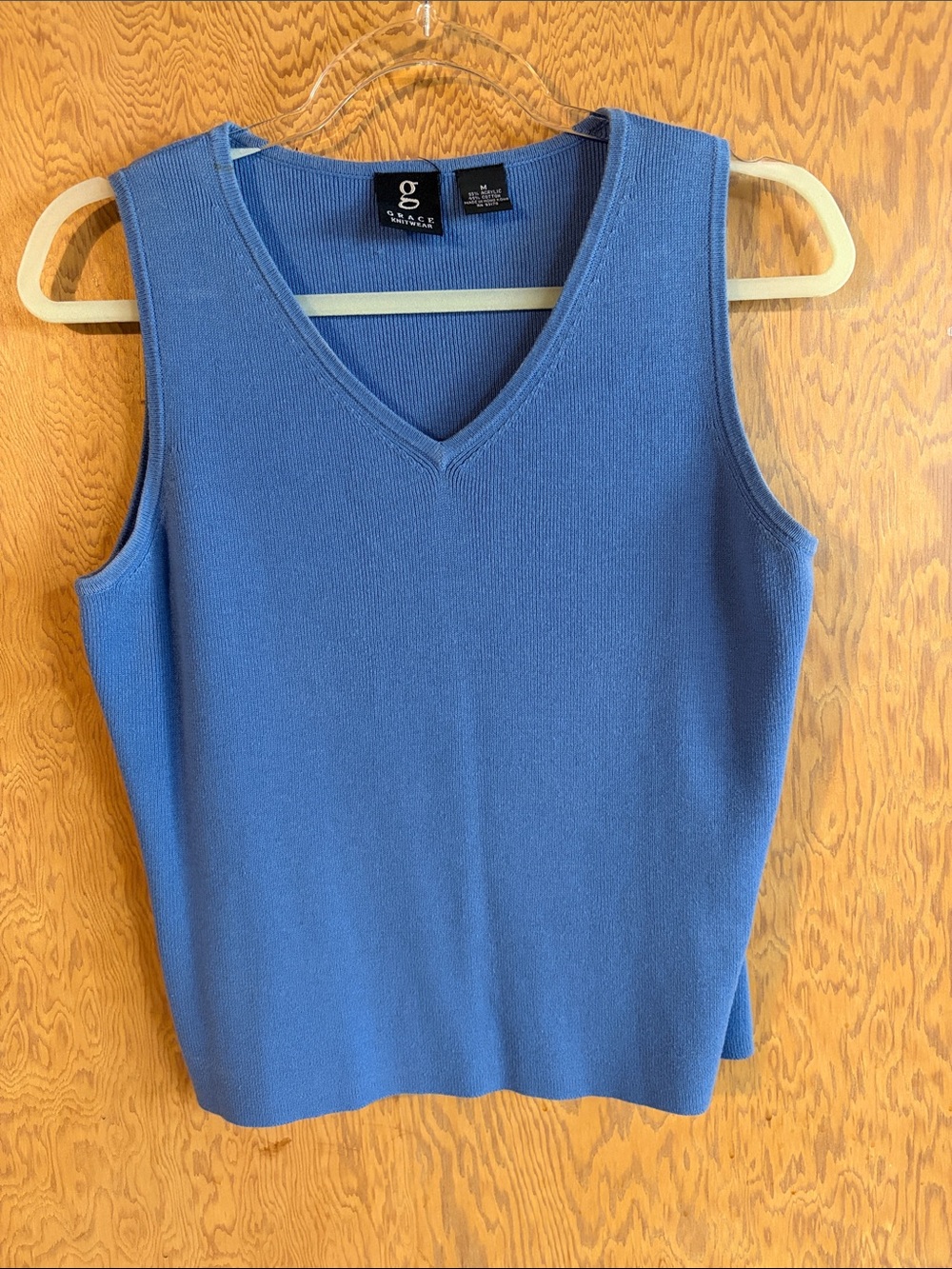 Grace Cornflower Blue V-Neck Sleeveless Knit Tank